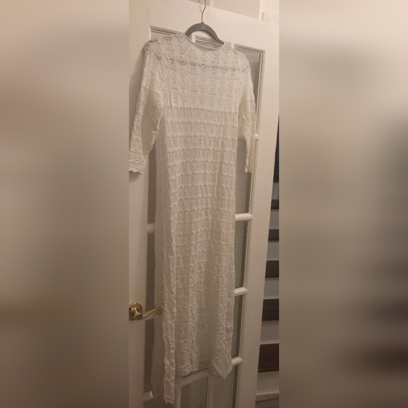 Aleeza Sylvie Chic Three Quarter Sleeve Ivory Midi Dress - Picture 10 of 11